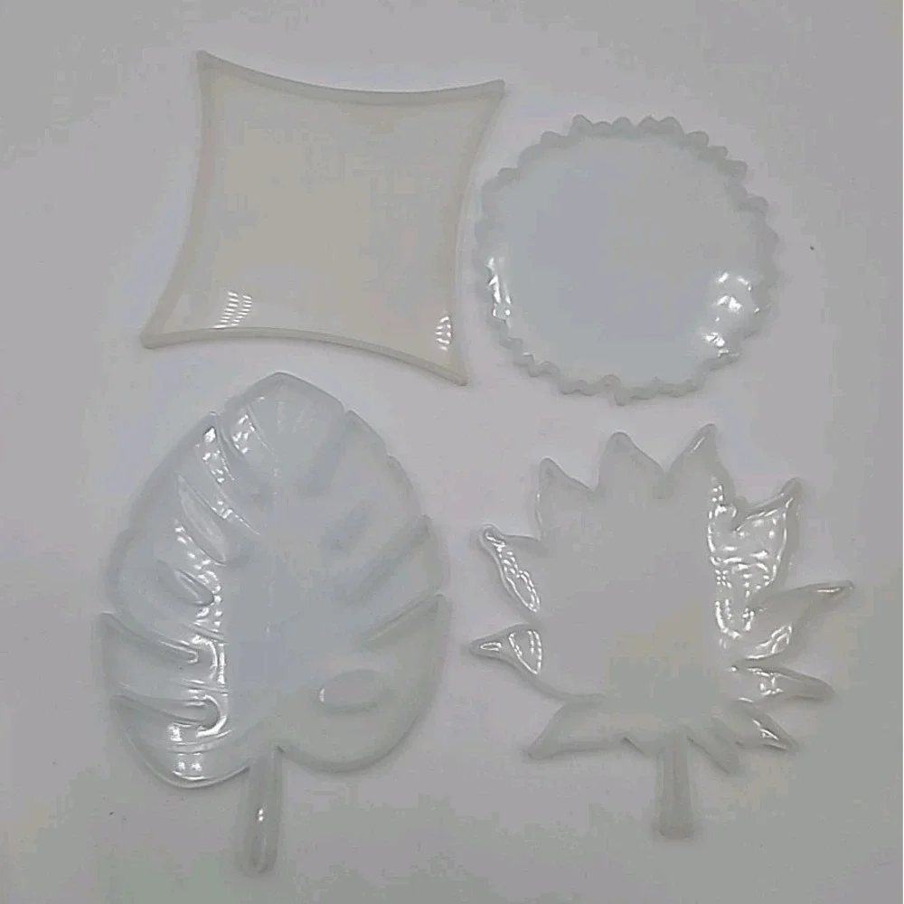 4 Large Leaf Leaves Square Resin Silicone Mold Epoxy Casting Mold